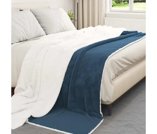 Pleds Tums Zils 220 X 240 Cm Flīss Vidaxl