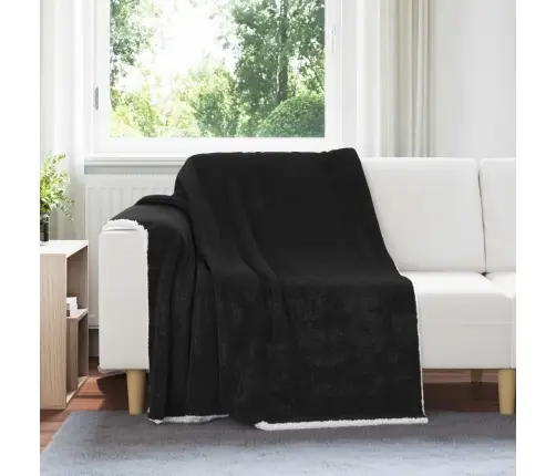 Pleds Melna 150 X 200 Cm Flīss Vidaxl