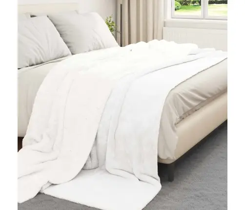 Pleds Balts 240 X 270 Cm Flīss Vidaxl