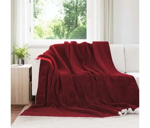 Pleds Bordo Sarkans 240 X 270 Cm Flīss Vidaxl