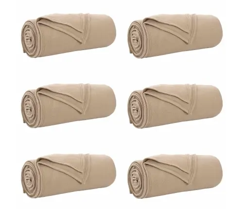 Pledu Segas 6 Pcs Kamieļu Krāsa 170 X 130 Cm Flīss Vidaxl