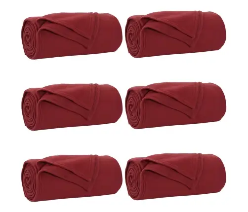 Pledu Segas 6 Pcs Bordo Sarkans 170 X 130 Cm Flīss Vidaxl