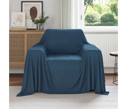 Pleds Tums Zils 210 X 140 Cm Flīss Vidaxl