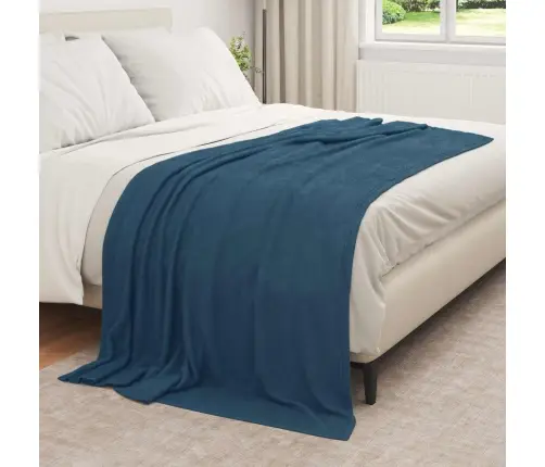 Pleds Tums Zils 210 X 140 Cm Flīss Vidaxl