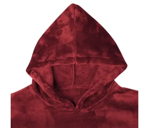 Antklodė-Džemperis Su Gobtuvu Bordo Raudona L Flanelė