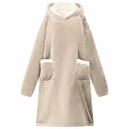 Antklodė-Džemperis Su Gobtuvu Smėlio M Pūkelis Ir Flanelė