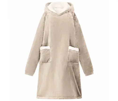 Antklodė-Džemperis Su Gobtuvu Smėlio M Pūkelis Ir Flanelė