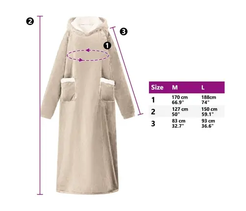 Segas Džemperis Ar Kapuci Bēša L Fleeces Un Flaneļa Vidaxl