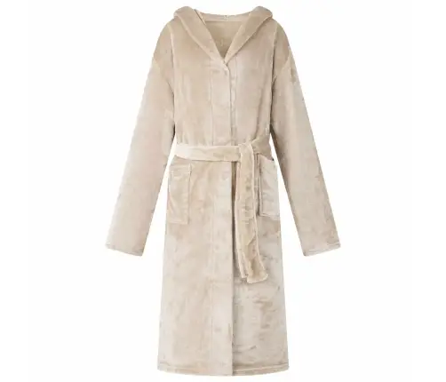 Chalatą Su Kapucė Smėlio L Flanelė