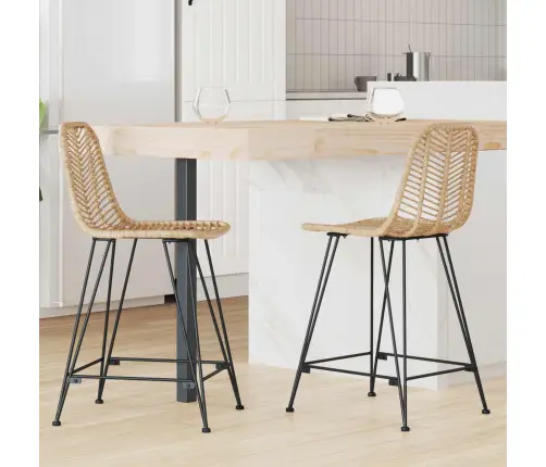 Bāra Krēsls 2 Pcs Dabiska 44,5 X 54,5 X 97,5 Cm Raten Un Dzelzs Vidaxl