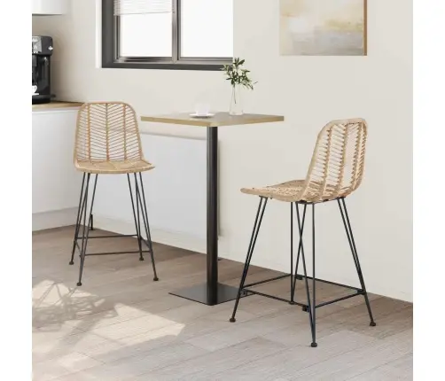 Bāra Krēsls 2 Pcs Dabiska 44,5 X 54,5 X 97,5 Cm Raten Un Dzelzs Vidaxl
