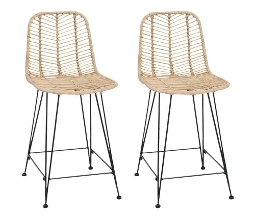 Bāra Krēsls 2 Pcs Dabiska 44,5 X 54,5 X 97,5 Cm Raten Un Dzelzs Vidaxl