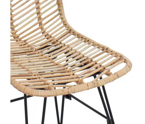 Bāra Krēsls 2 Pcs Dabiska 44,5 X 53 X 111 Cm Raten Un Dzelzs Vidaxl