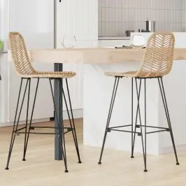 Bāra Krēsls 2 Pcs Dabiska 44,5 X 53 X 111 Cm Raten Un Dzelzs Vidaxl