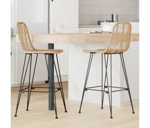 Bāra Krēsls 2 Pcs Dabiska 44,5 X 53 X 111 Cm Raten Un Dzelzs Vidaxl
