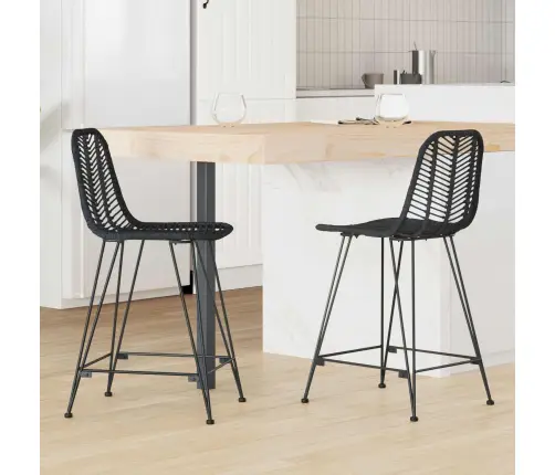 Bāra Krēsls 2 Pcs Melna 44,5 X 54,5 X 97,5 Cm Raten Un Dzelzs Vidaxl