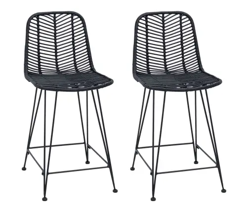 Bāra Krēsls 2 Pcs Melna 44,5 X 54,5 X 97,5 Cm Raten Un Dzelzs Vidaxl