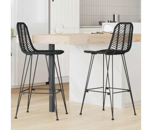 Bāra Krēsls 2 Pcs Melna 44,5 X 53 X 111 Cm Raten Un Dzelzs Vidaxl