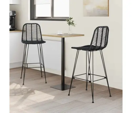 Bāra Krēsls 2 Pcs Melna 44,5 X 53 X 111 Cm Raten Un Dzelzs Vidaxl