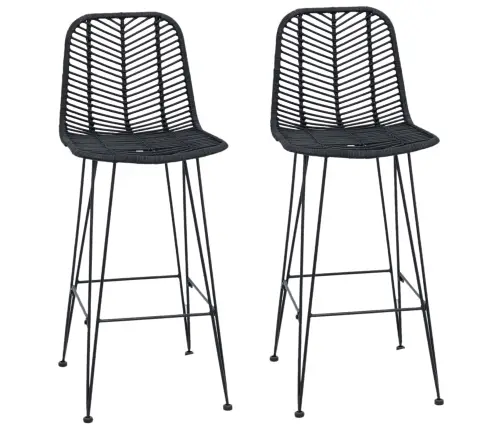 Bāra Krēsls 2 Pcs Melna 44,5 X 53 X 111 Cm Raten Un Dzelzs Vidaxl