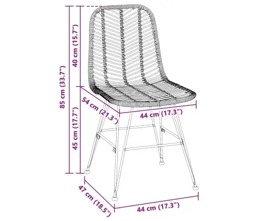 Valgomasis Krėslas 2 Pcs Juoda 44.5 X 55 X 85 Cm