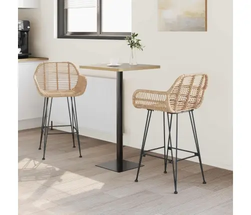 Bāra Krēsls 2 Pcs Dabiska 55 X 52 X 92 Cm Raten Un Dzelzs Vidaxl