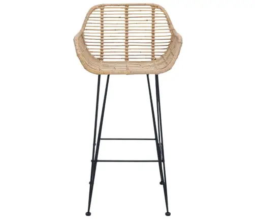 Bāra Krēsls 2 Pcs Dabiska 55 X 52 X 92 Cm Raten Un Dzelzs Vidaxl