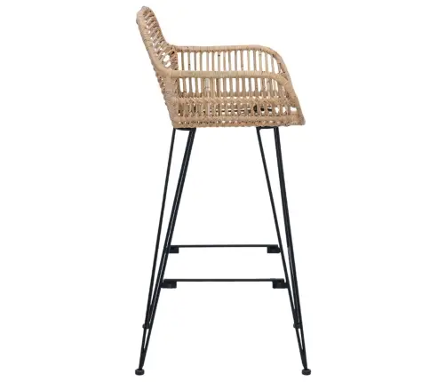 Bāra Krēsls 2 Pcs Dabiska 55 X 52 X 92 Cm Raten Un Dzelzs Vidaxl