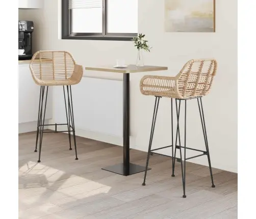 Bāra Krēsls 2 Pcs Dabiska 55 X 52 X 92 Cm Raten Un Dzelzs Vidaxl