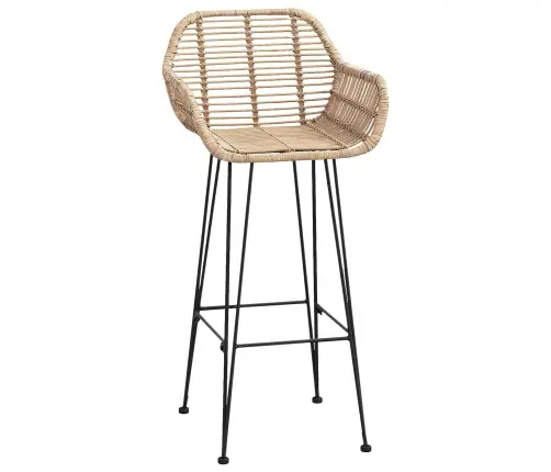 Bāra Krēsls 2 Pcs Dabiska 55 X 52 X 92 Cm Raten Un Dzelzs Vidaxl