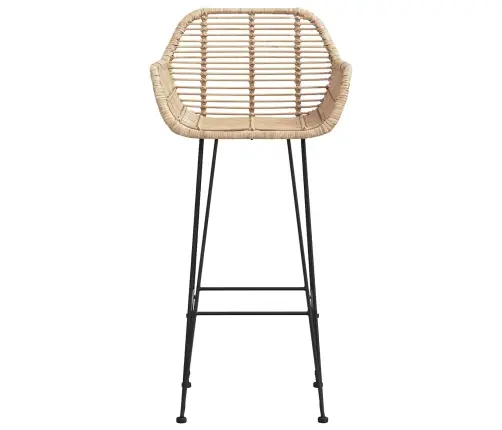 Bāra Krēsls 2 Pcs Dabiska 55 X 52 X 92 Cm Raten Un Dzelzs Vidaxl