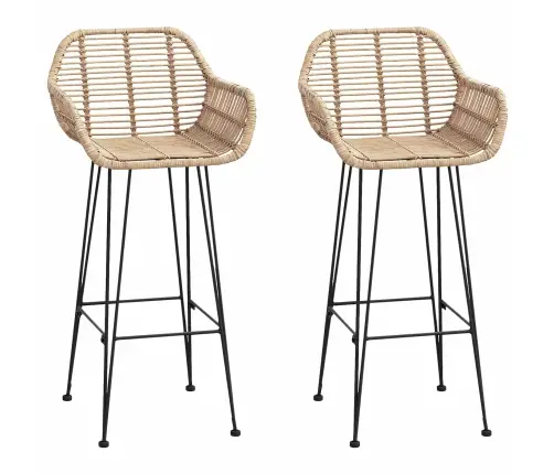 Bāra Krēsls 2 Pcs Dabiska 55 X 52 X 92 Cm Raten Un Dzelzs Vidaxl