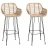 Bāra Krēsls 2 Pcs Dabiska 55 X 52 X 92 Cm Raten Un Dzelzs Vidaxl