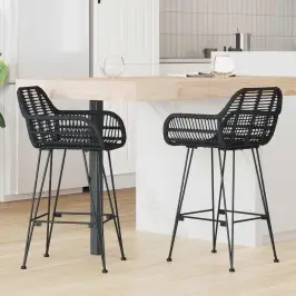 Bāra Krēsls 2 Pcs Melna 55 X 52 X 92 Cm Raten Un Dzelzs Vidaxl Bāra Krēsls 2 Pcs Melna 55 X 52 X 92 Cm Raten Un Dzelzs Vidaxl
