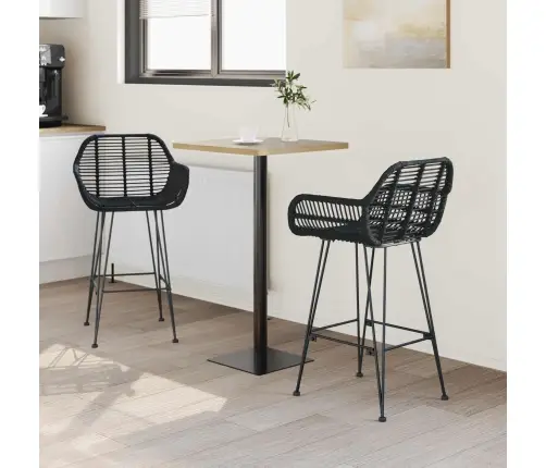 Bāra Krēsls 2 Pcs Melna 55 X 52 X 92 Cm Raten Un Dzelzs Vidaxl