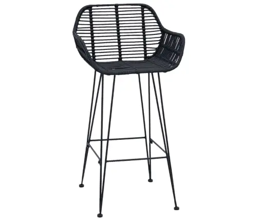 Bāra Krēsls 2 Pcs Melna 55 X 52 X 92 Cm Raten Un Dzelzs Vidaxl