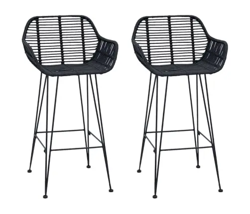 Bāra Krēsls 2 Pcs Melna 55 X 52 X 92 Cm Raten Un Dzelzs Vidaxl