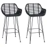 Bāra Krēsls 2 Pcs Melna 55 X 52 X 92 Cm Raten Un Dzelzs Vidaxl