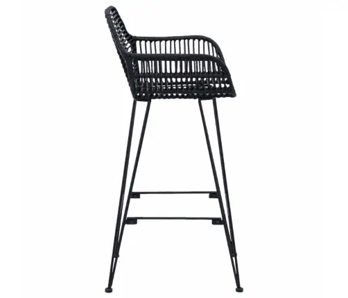 Bāra Krēsls 2 Pcs Melna 55 X 52 X 92 Cm Raten Un Dzelzs Vidaxl