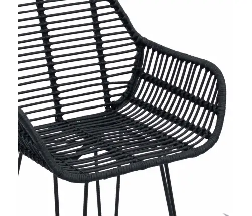 Bāra Krēsls 2 Pcs Melna 55 X 52 X 92 Cm Raten Un Dzelzs Vidaxl