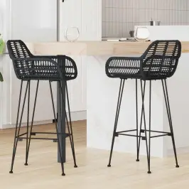 Bāra Krēsls 2 Pcs Melna 55 X 52 X 105 Cm Raten Un Dzelzs Vidaxl Bāra Krēsls 2 Pcs Melna 55 X 52 X 105 Cm Raten Un Dzelzs Vidaxl