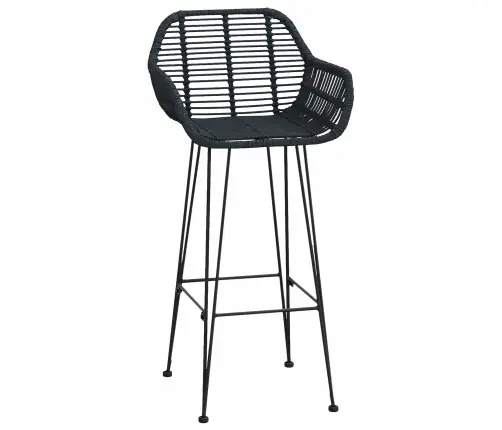 Bāra Krēsls 2 Pcs Melna 55 X 52 X 92 Cm Raten Un Dzelzs Vidaxl