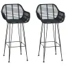 Bāra Krēsls 2 Pcs Melna 55 X 52 X 92 Cm Raten Un Dzelzs Vidaxl