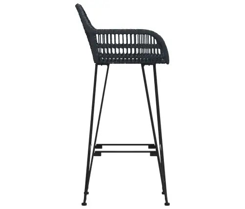 Bāra Krēsls 2 Pcs Melna 55 X 52 X 92 Cm Raten Un Dzelzs Vidaxl