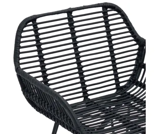 Ēdamistabas Krēsls 2 Pcs Melna 55 X 50 X 74 Cm Raten Un Dzelzs Vidaxl