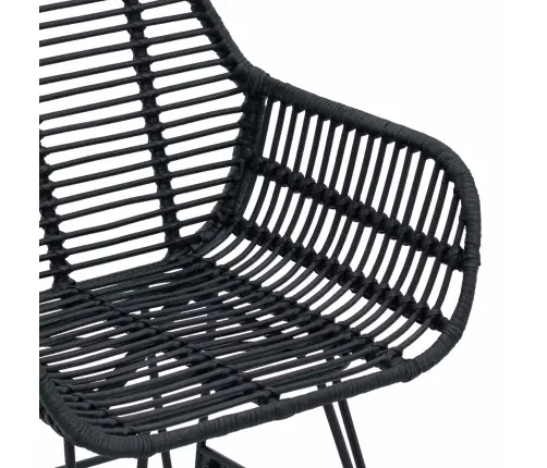 Ēdamistabas Krēsls 2 Pcs Melna 55 X 50 X 74 Cm Raten Un Dzelzs Vidaxl