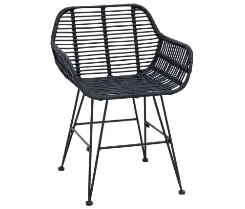 Ēdamistabas Krēsls 2 Pcs Melna 55 X 50 X 74 Cm Raten Un Dzelzs Vidaxl