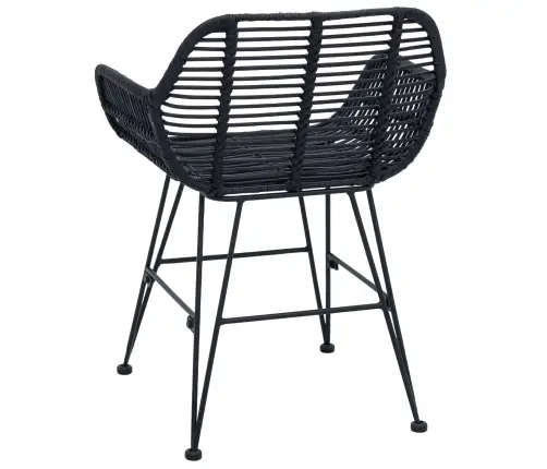 Ēdamistabas Krēsls 2 Pcs Melna 55 X 50 X 74 Cm Raten Un Dzelzs Vidaxl