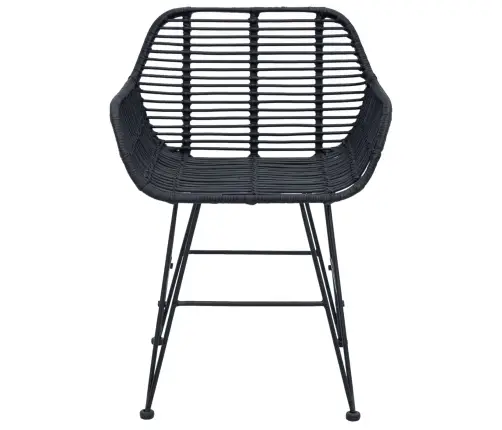 Ēdamistabas Krēsls 2 Pcs Melna 55 X 50 X 74 Cm Raten Un Dzelzs Vidaxl