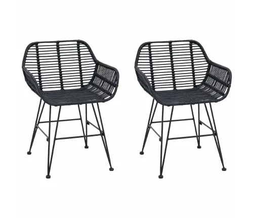 Ēdamistabas Krēsls 2 Pcs Melna 55 X 50 X 74 Cm Raten Un Dzelzs Vidaxl